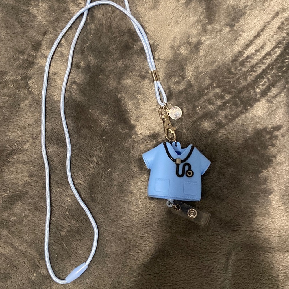 Nursing ID badge hand sanitizer holder